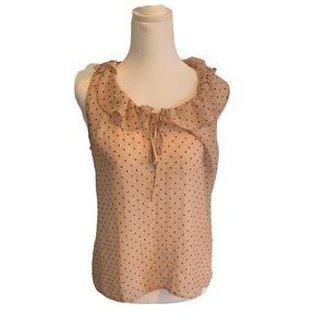 Loft Sheer French Dot Sleeveless Blouse in Taupe size MP